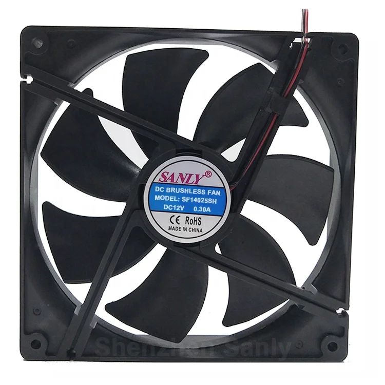 SANLY 140mm Electric Axial Cooling Fan Plastic Ventilation Silent High Performance 2 Pin 12V DC PWM/FG/RD TWO BALL BEARING