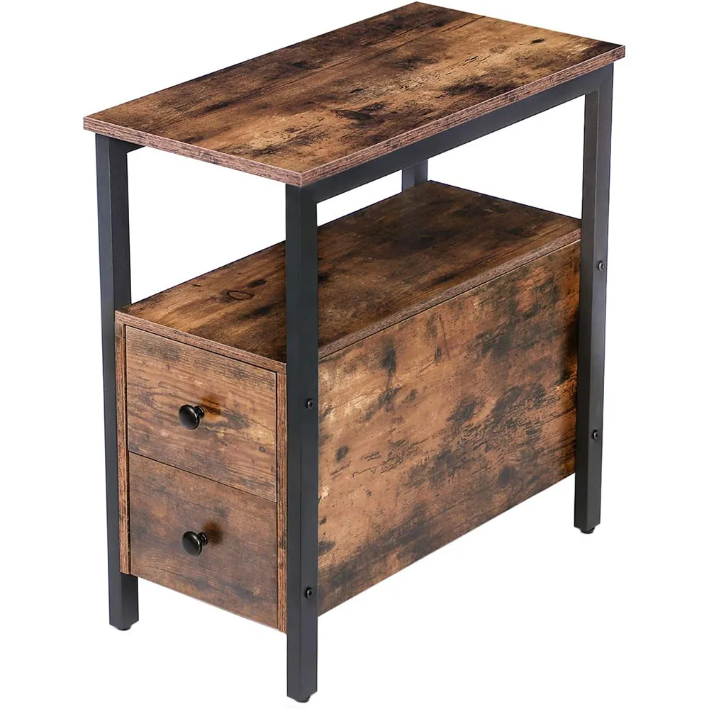 Modern Narrow Nightstand with Drawer and Open Storage Shelf Stable and Sturdy Construction for Small Bedroom Spaces