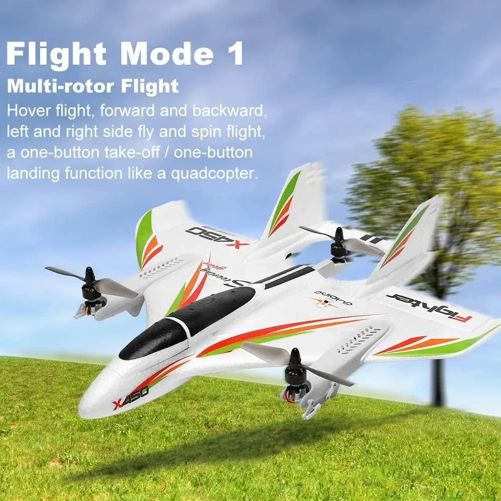 Hot HOSHI XK Wltoys X450 RC Plane 2.4G 6CH Fixed Wing Brushless RC Glider 3Flight Modes Vertical Take-off Landing RC Helicopter