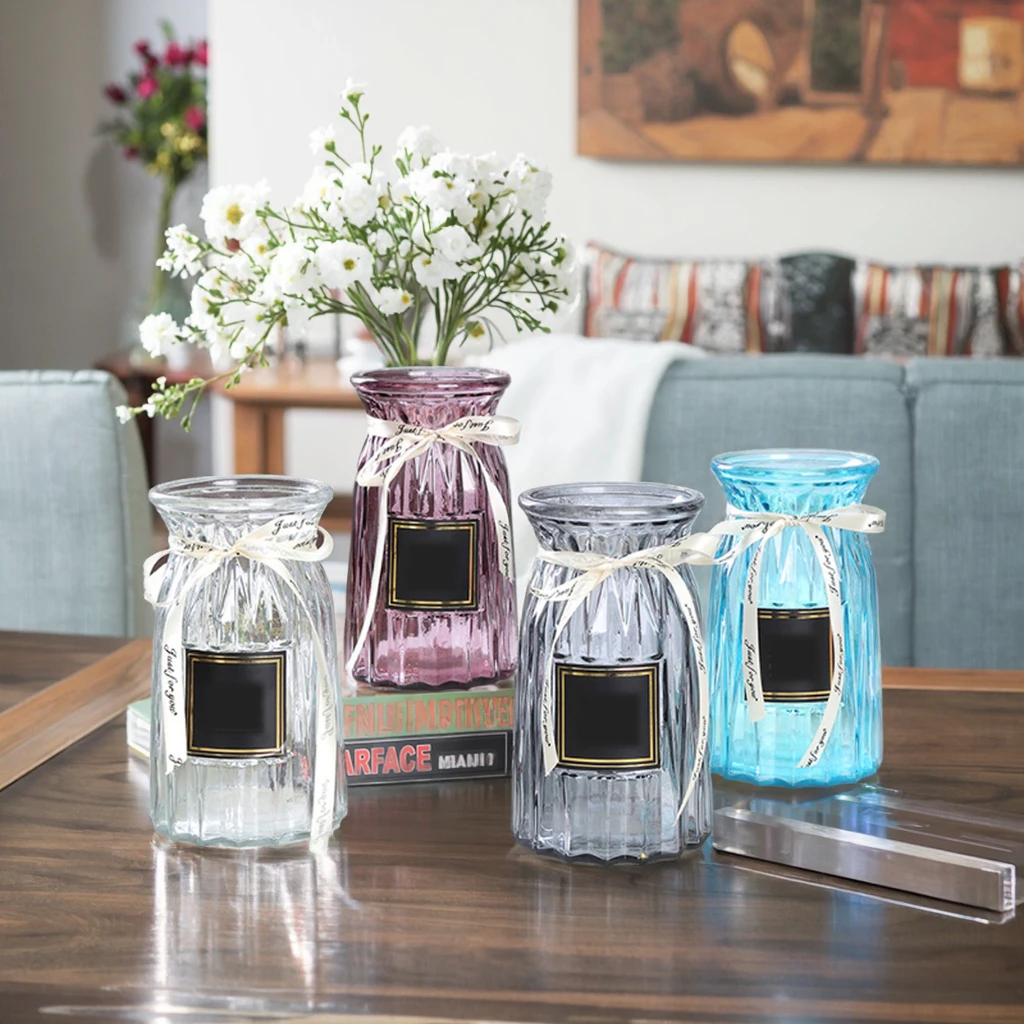 Wholesale Customized Luxury Transparent  Cylinder Modern Glass Flower Vase Contemporary Design for Wedding Party Ornaments