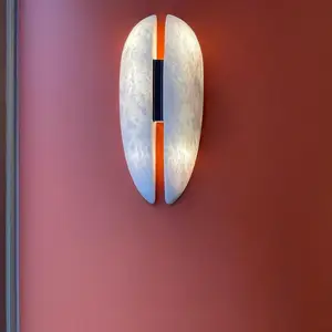 Modern Designer's Minimalist Luxury Oval-Shaped Natural Marble LED Wall Lamp Adjustable Color Temp High CRI 80 1000 Lumens