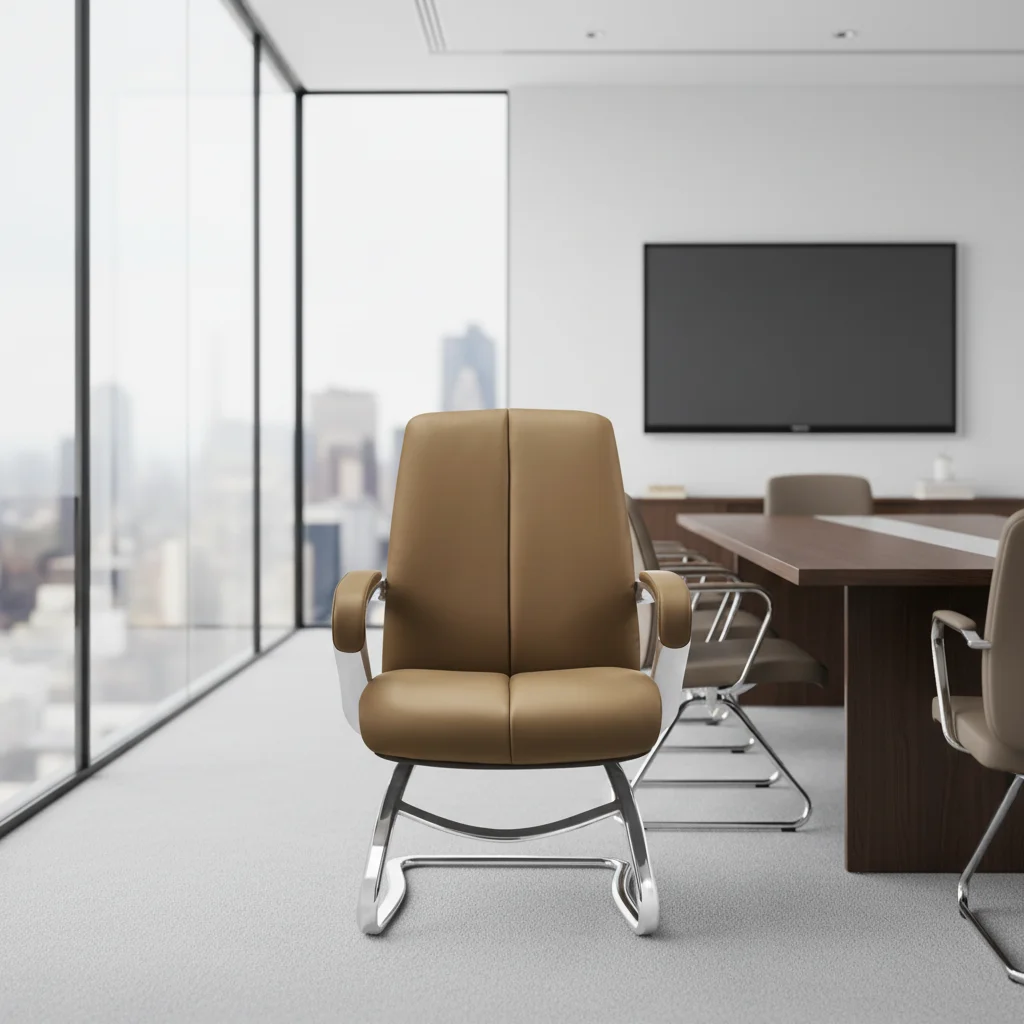 Modern Curved Frame Managers Chair Chrome Finish Decor Corporate Lobby Furnishing 4