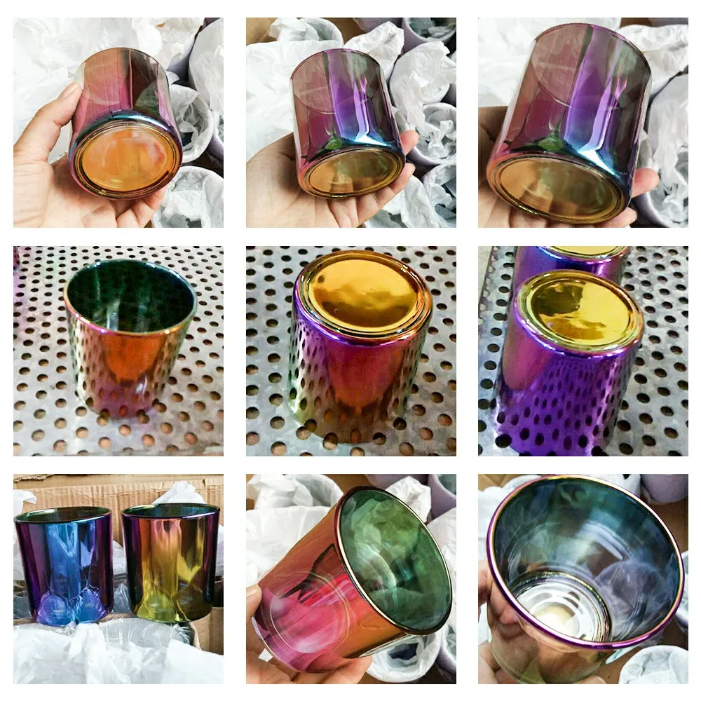 8oz Marble Clear Custom Empty Glass Black Scented Jars Ceramic for ...
