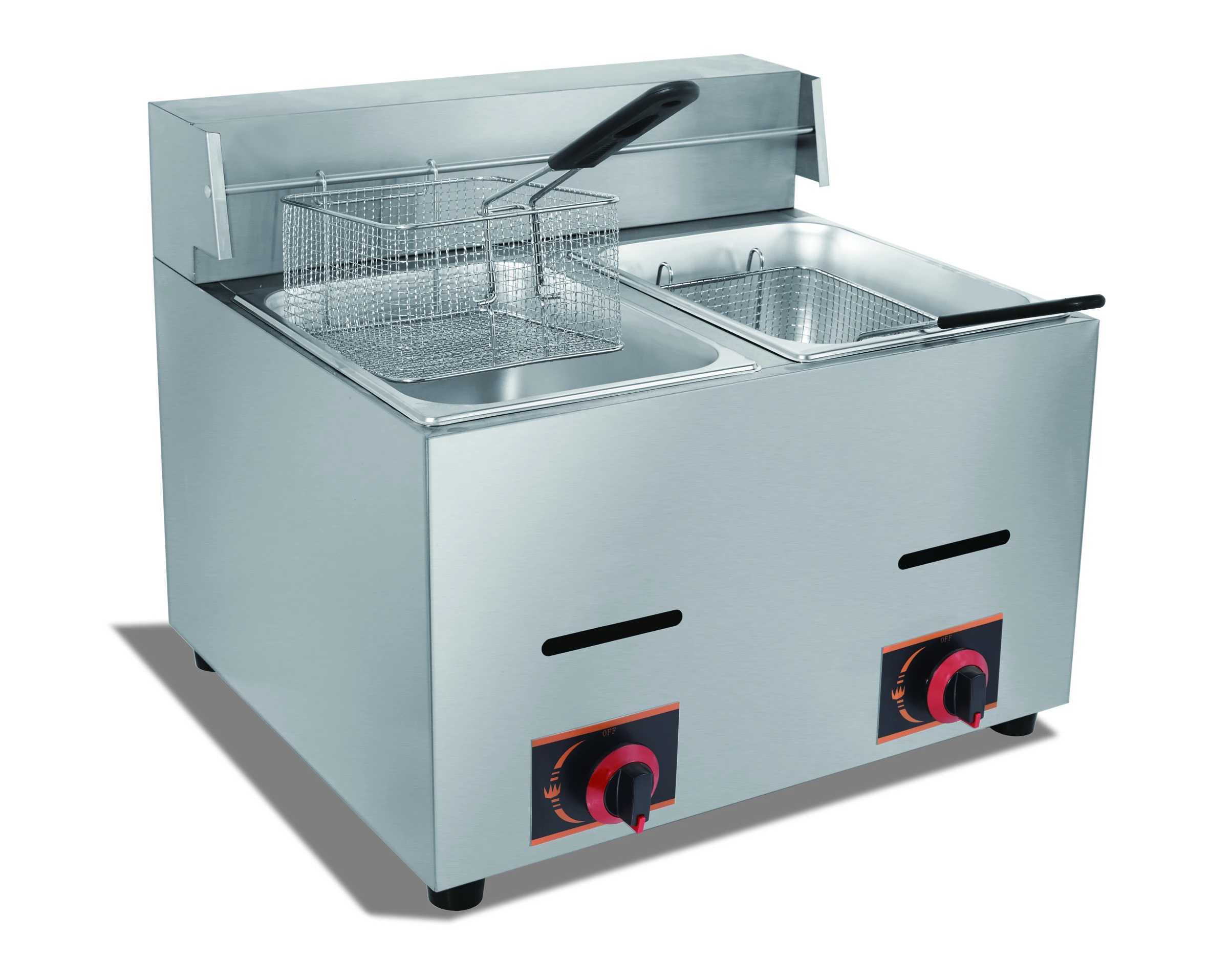 Restaurant Commercial Stainless Steel Double Basket Gas Deep Fryer 12L