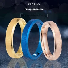 Men's Jewelry Tungsten Carbide Blue and Gold Ring Simple Blue Fashionable High-grade Personality 4mm Men and Women Ring