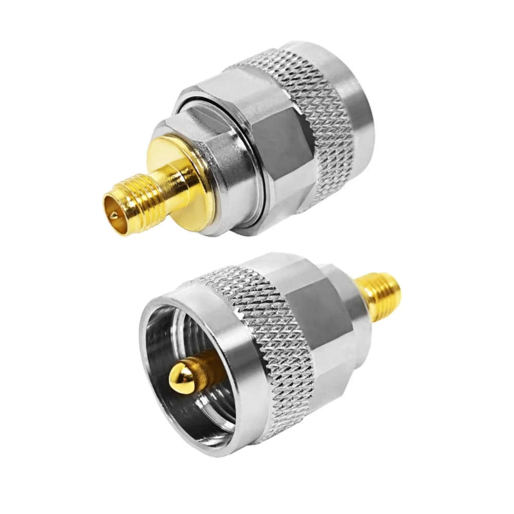 RF Connector UHF Male Plug to RP-SMA Female Jack Straight RF Adapter Connector Converter Brass Copper