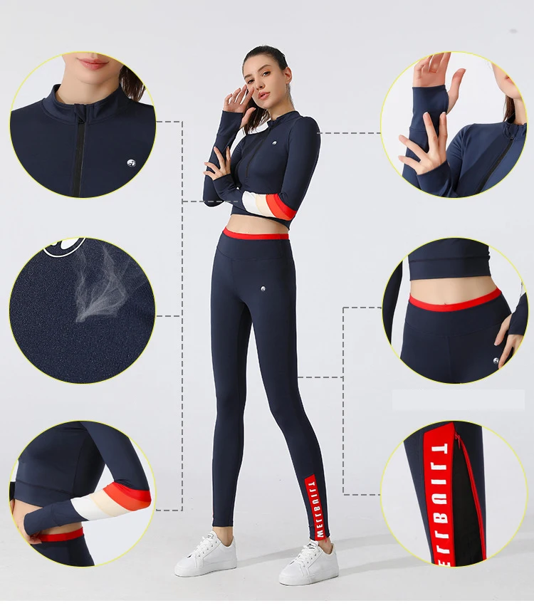 New Fashionable Women Long Sleeve Quick Dry Athletic Workout Training Wear Jogging Suit Outfits Combination Womens Tracksuit