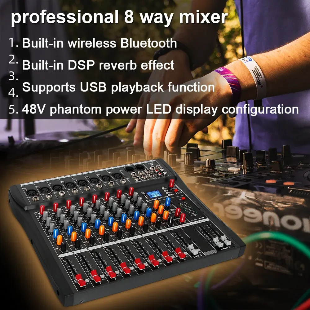 Depusheng DX8 8 Channel Professional Audio Mixer for Karaoke Depusheng DX8 8 Channel Professional Audio Mixer for Karaoke
