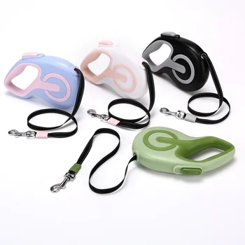 One Handed Lock System Retractable Dog Leashes Heavy Duty Durable Reflective Nylon Tape Pet Leashes