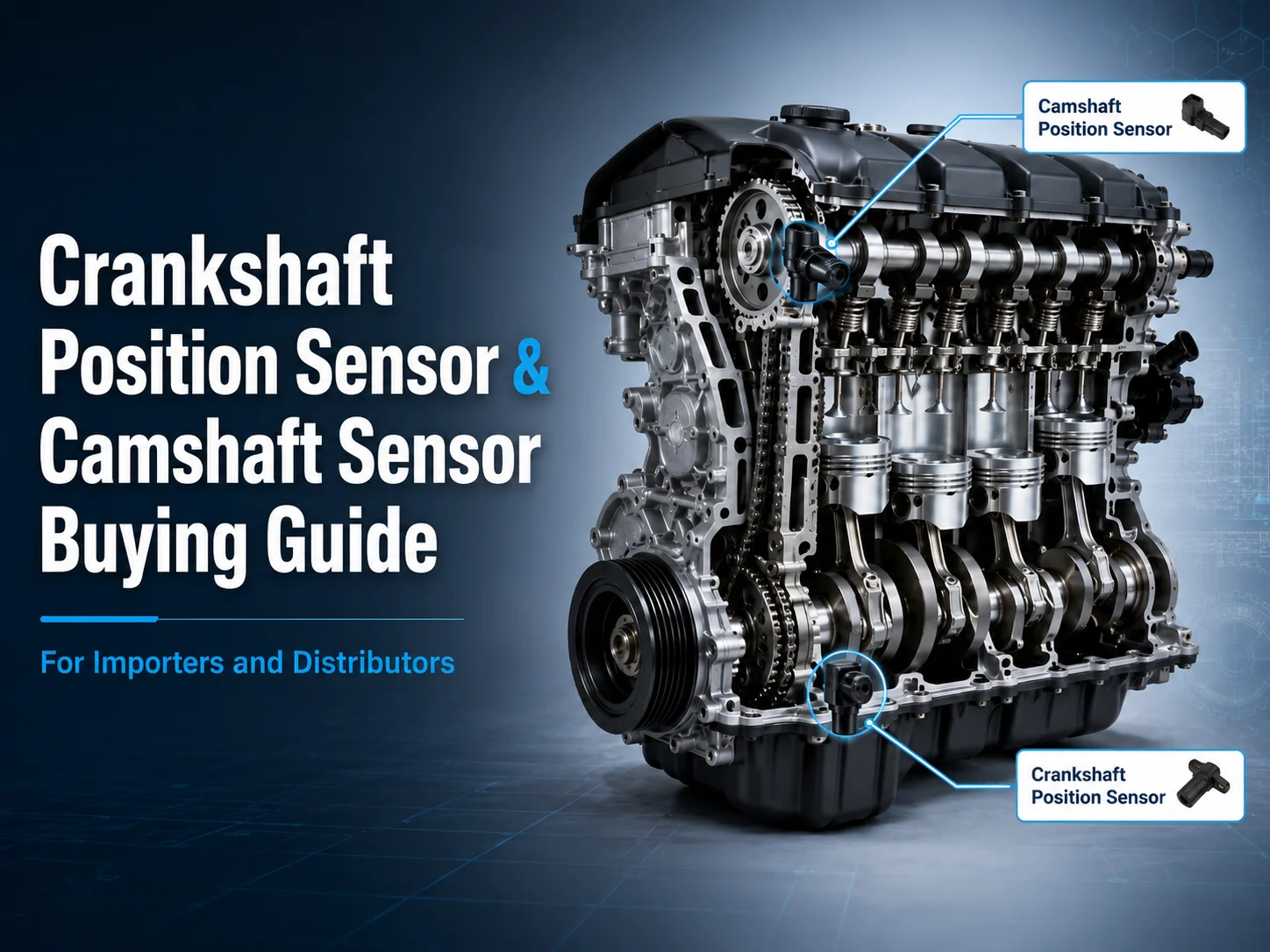 Crankshaft and camshaft position sensor locations on the engine block