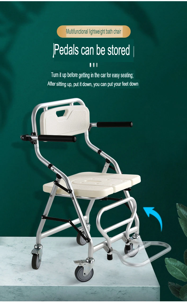 Aluminum Alloy High Back Folding Bath Chair For The Elderly With
