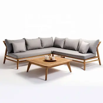 Luxury villa teak modern outdoor furniture all weather wood customized garden sofa teak outdoor sofa