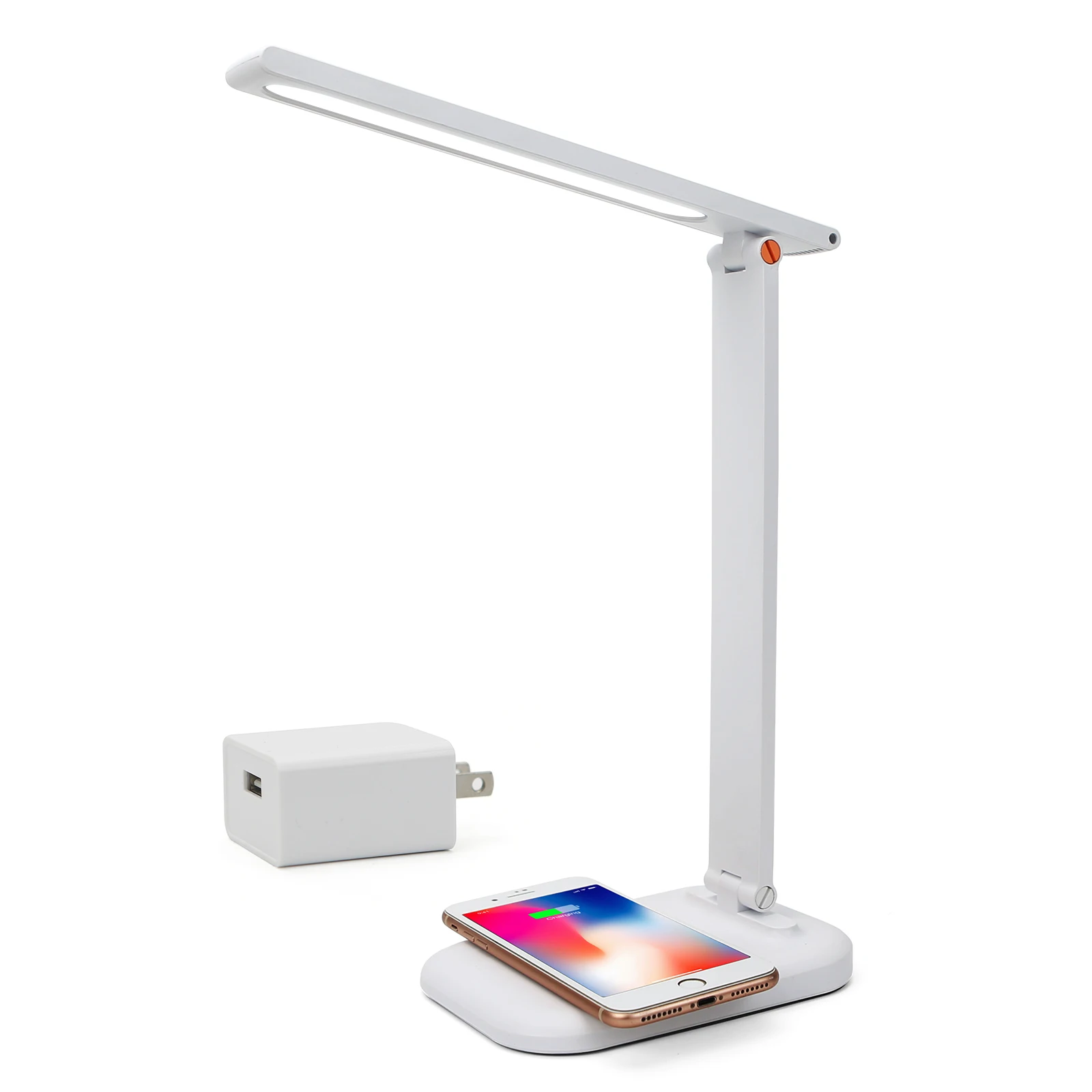 LED Desk Lamp with Wireless Charger,Dimmable Eye-Caring Office Lamp with Wireless Charging,Desk Light for work/Study/Read