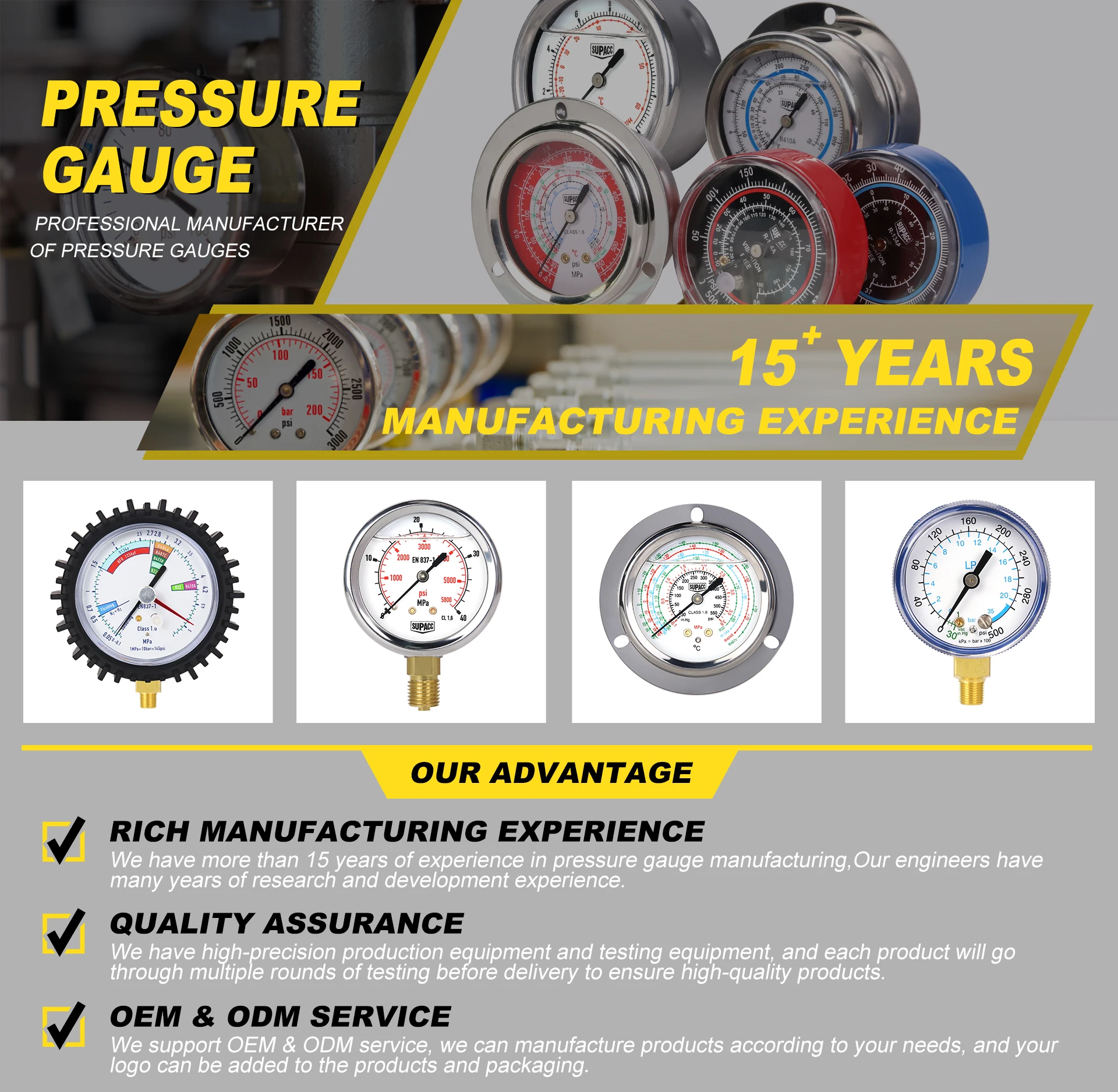 Sofg02 High Quality Oil Filled Vibration Resistant High Pressure Gauge