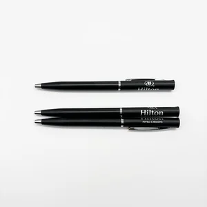 High Quality Popular Hotel Promotion Hilton Custom Logo Twist Black Plastic Ball Pen