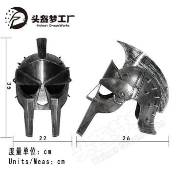 Mini Casco De Gladiador Romano Medieval Funcional – Decoración De Acero Cromado Y Rojo Con Soporte, Para Hogar U Oficina