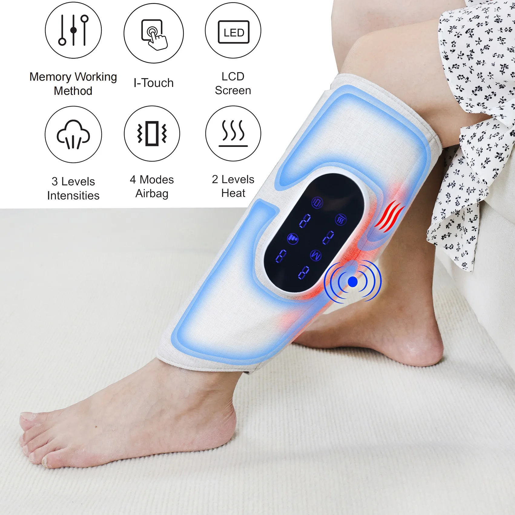 2024 Memory Method Led Electric Air Compression Cordless Calf Back And Foot Arm Massager Calves