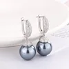 Boucles d'oreilles à perles gris platine