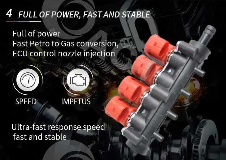 Act Sequential Injection Conversion Kits Gas Fuel Injector Rail 2ohm ...