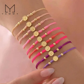 Fashion Women Jewelry Colorful Cord Letter Bracelet Charm Initail Bracelets