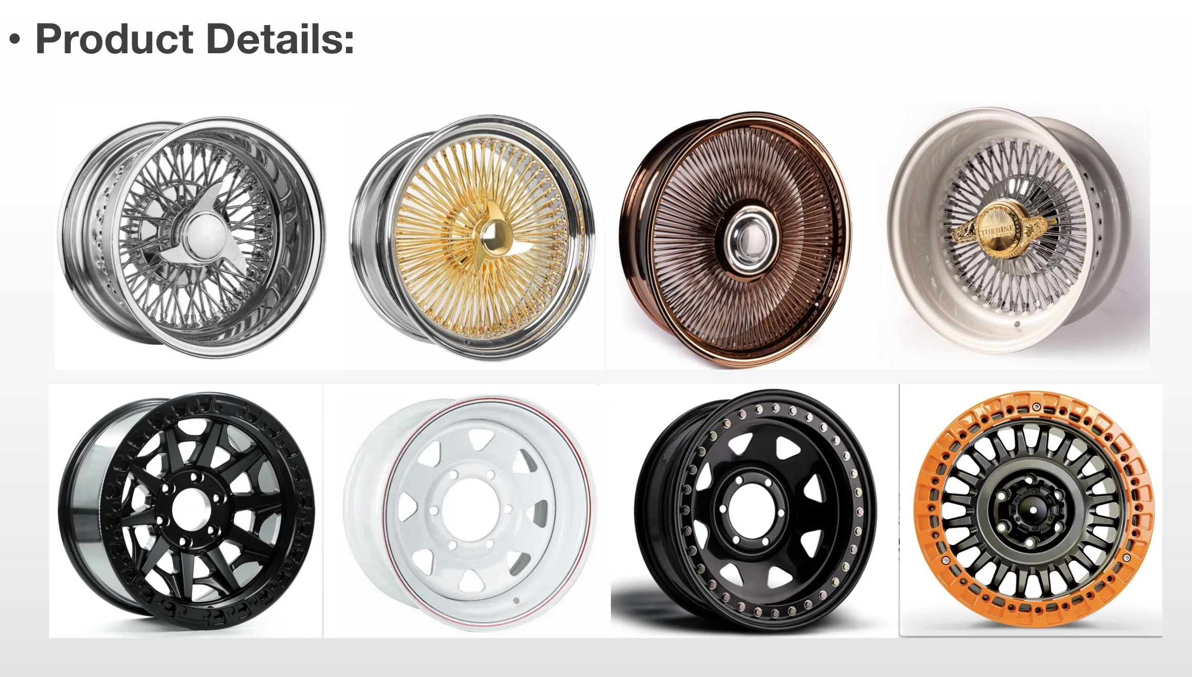 Custom Car Chromed Wire Wheels Rims 13 14 15 16 17 18 19 20 22 24 26