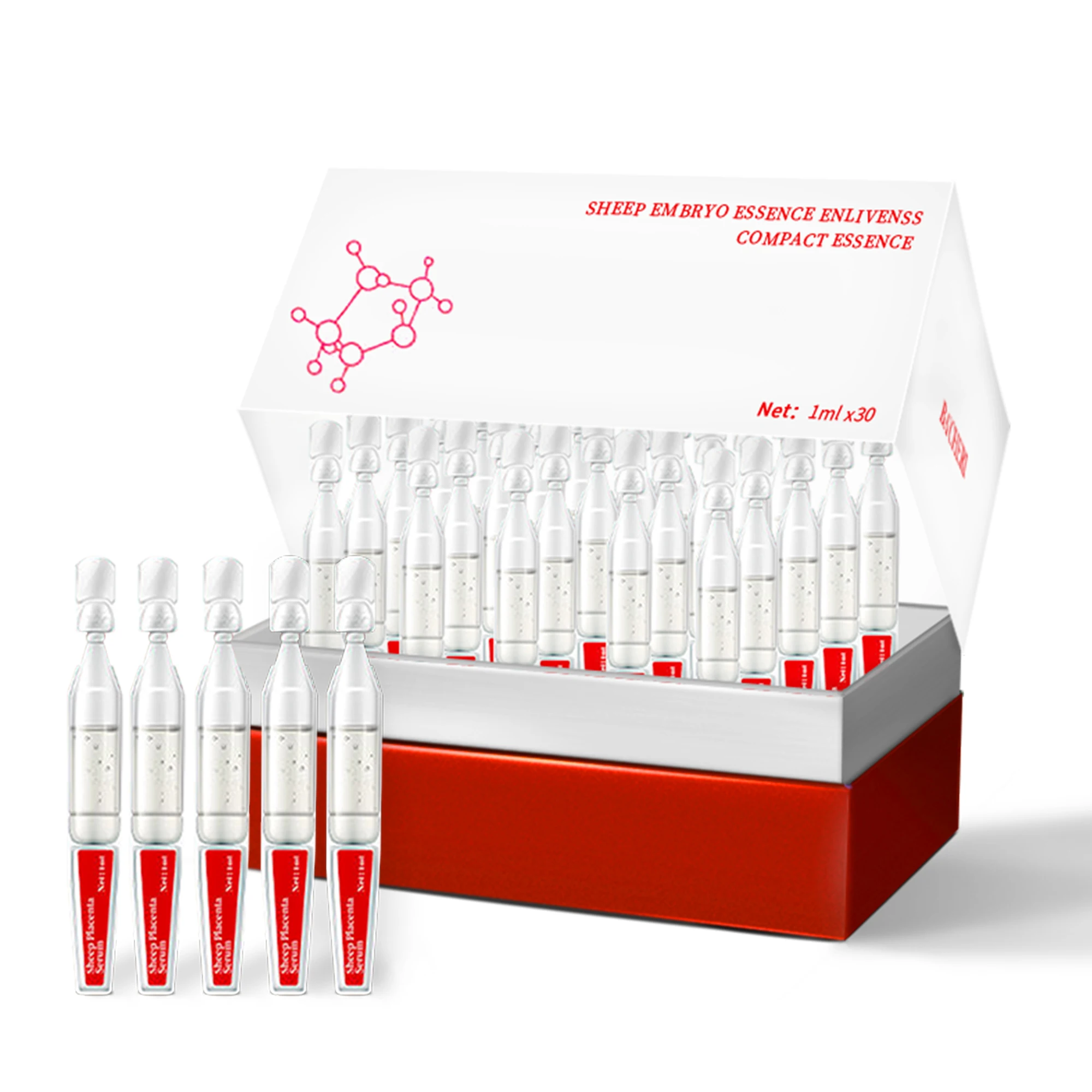OEM/ODM Wholesale Private Label Skin Care Anti Aging Anti Wrinkle Whitening Moisturizing Liquid Sheep Placenta Ampoule Face