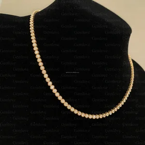 Custom 9K-18K Gold/Pt 18.13g Tennis Necklace - 10.27ct DEF VVS Lab Diamond 16-20"" Chain