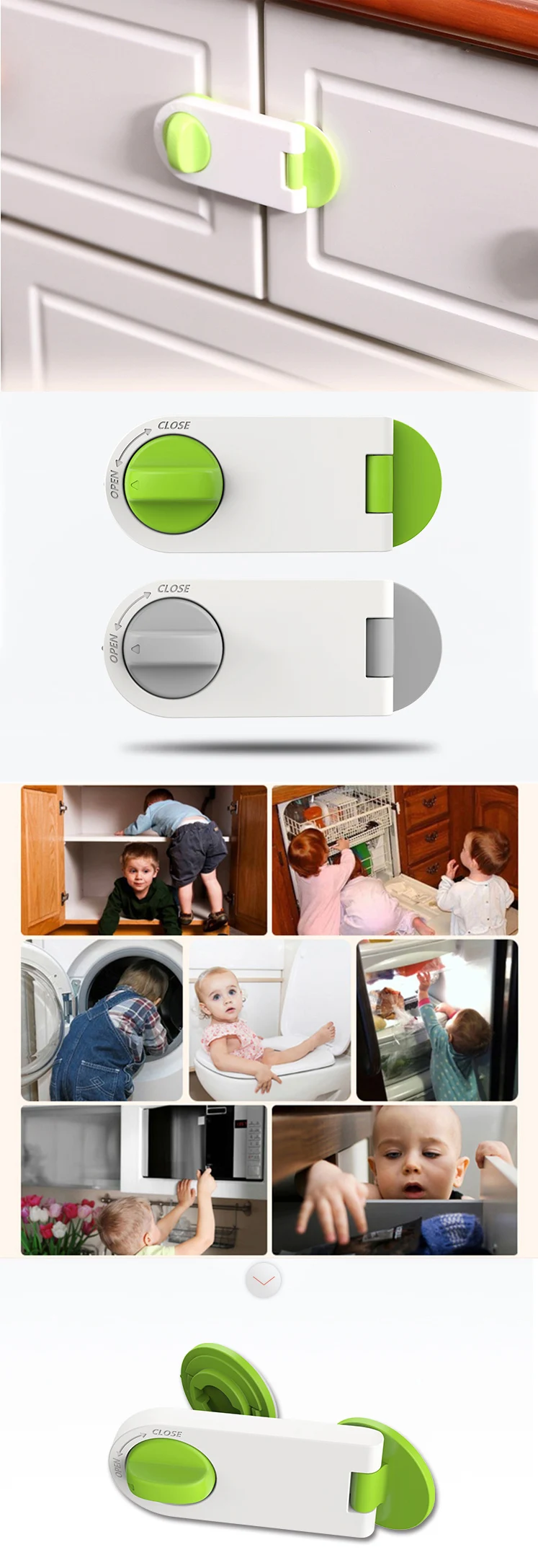 Baby Safety Cabinet Locks  for Child Proof Cabinets, Drawers, Appliances,Toilet Seat, Fridge and Oven