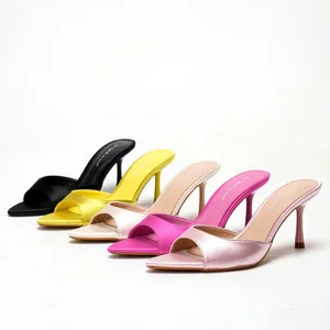 4302A-17 Open Toe Low Heels 7.5cm Women Heeled Sandals Comfortable Breathable Fashion Heeled Mules Daily/Office