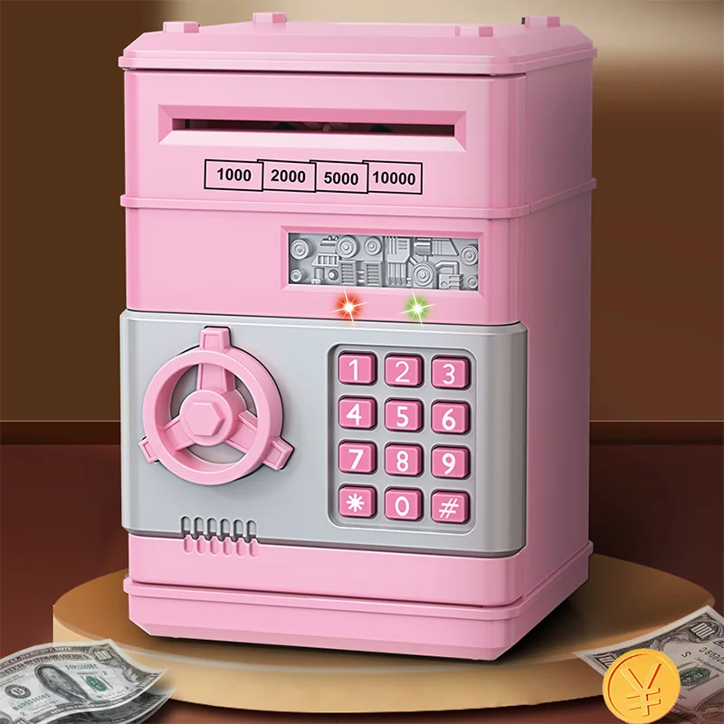 Индивидуальная оптовая продажа банкомат игрушка имитация отпечатков пальцев разблокировка с легким музыкальным паролем хранит электронный сберегательный ящик