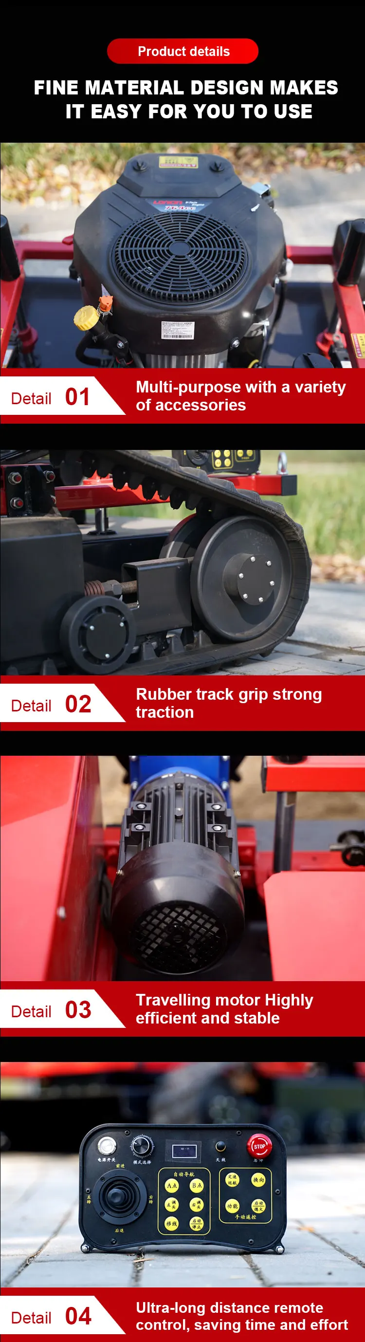 Dam Climbing Robot Lawn Mower Large Cutting Width Gasoline Selfpropelled Lawn Mower Remote