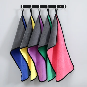Custom Logo Microfiber Car Wash Cloth Coral Pile Thickened Quick Drying Towel Absorbent and Compressed for Effective Cleaning