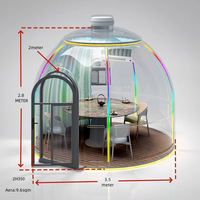 Custom Size Outdoor Igloo Tent 3.5m PC Clear Bubble Transparent Tent Waterproof Dome Tent for Casual Cafe