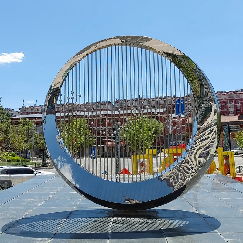 Garden Water Ripple Feature Statue Stainless Steel Mirror Fountain ...