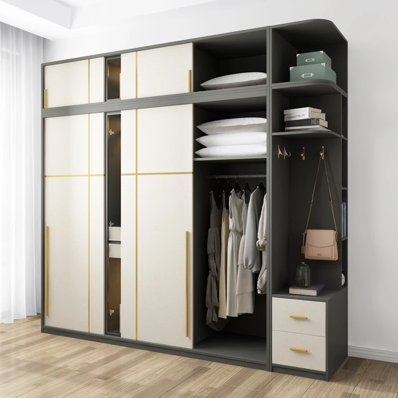 Nordic Wardrobe Simple and Modern Economy Bedroom 2 Door Wardrobes With Dressing Table Customization