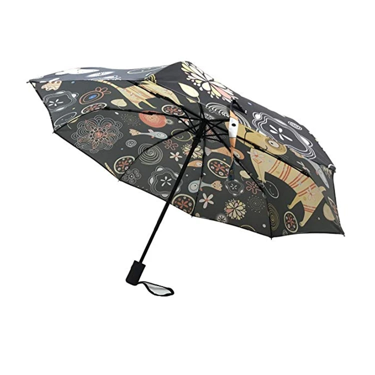 3 Folding Umbrella Automatic Open Close with Custom Africa Picture Printing logo Print Fold Umbrella UV Coating Folding Umbrella