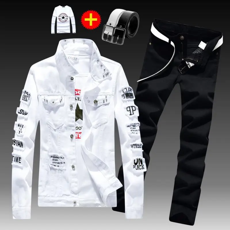 Spring and autumn men's Korean version of denim outer suit casual collocation handsome trendy jacket top clothes