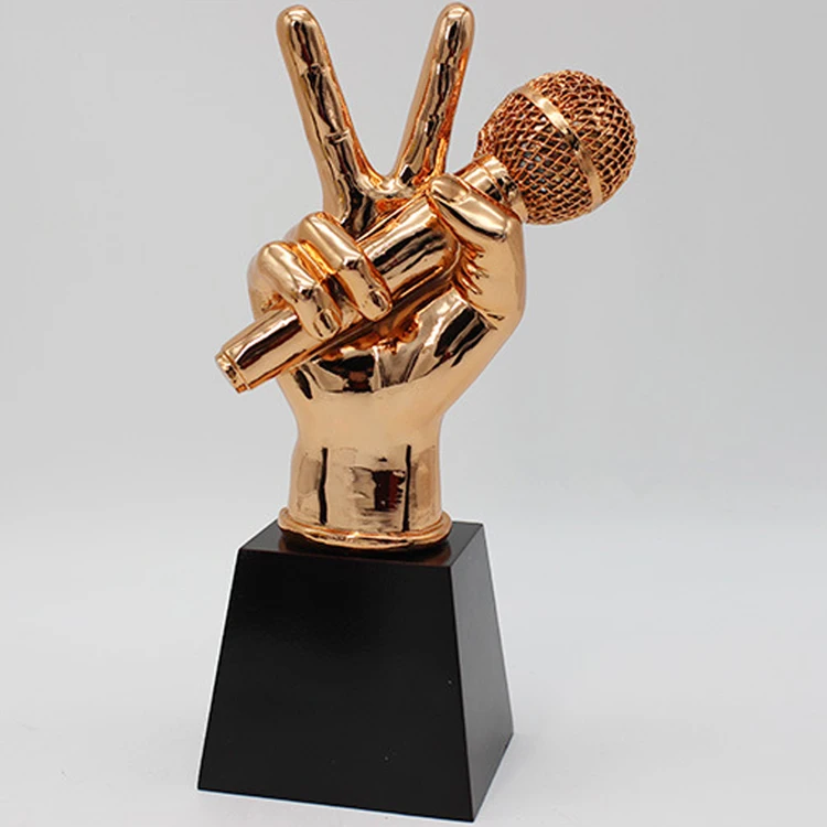High Quality Custom Design Musical Trophy Crystal Glass Trophy for the Best Voice Souvenir Gifts
