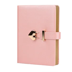 Custom Color Vintage Leather A5 B6 Journal Notebook Heart Shaped Lock Cute Locked Secret Diaries Best Gift Girls Hardcover PU