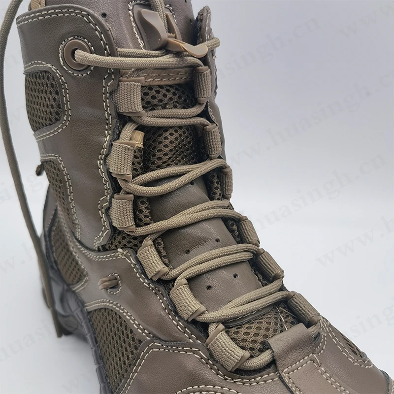 Cmh,Midcut Full Grain Leather Tan Fighting Boots With Pull Loops