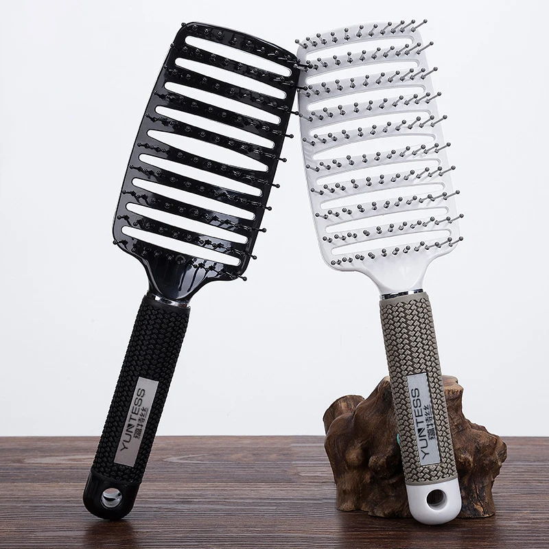 Парикмахерская изогнутая кудрявая щетина кабана щетка для распутывания волос