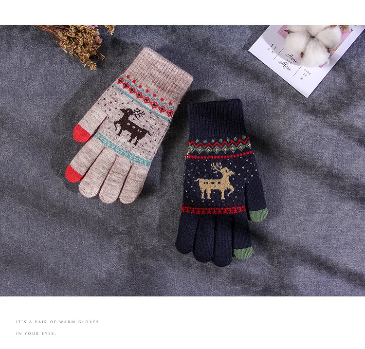 Модные зимние плотные теплые вязаные шерстяные и бархатные перчатки для игрового мобильного телефона сенсорные верховой езды оптовая продажа
