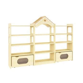 Molding rack combination 2 wooden kindergarten furniture High quality baby storage cabinet with compartments