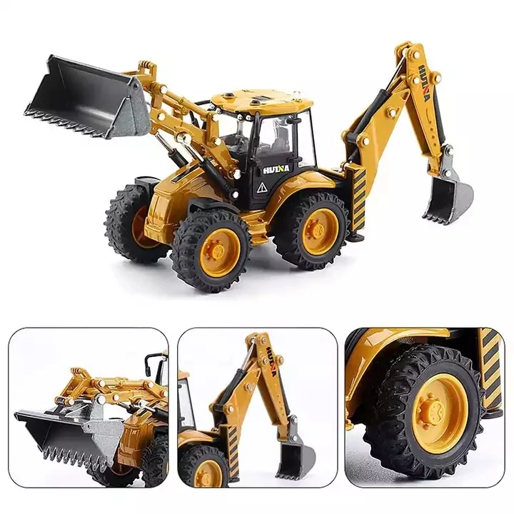 Mini Diecast Two Way Loader Model Truck Huina 1704 1/50 Alloy Metal Static Excavator Forklift Engineering Vehicle Toys