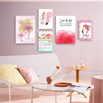 Flower Sea Flamingo Poster Scandinavia Wall Art Canvas Prints Home Decoration 