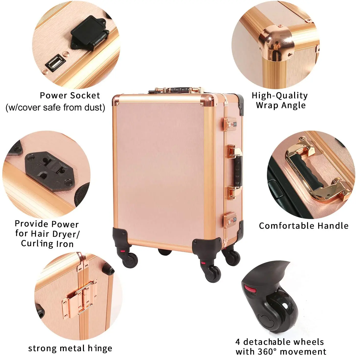 Aluminium Makeup Case with with 3-Code Password Safe Lock & Full Screen Lighted Mirror Travel Cosmetic Organizer Box