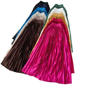 Elastic Sweet Style High Waist Slimming A-line Fluffy Pleated Skirt for Women New Style Hanging Sensation