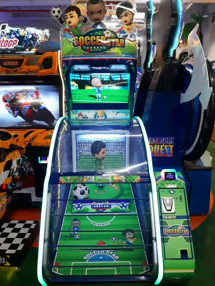 Threeplus Coin Operated Soccer Shooting Video Arcade Games Big Football Electronic Ticket Game