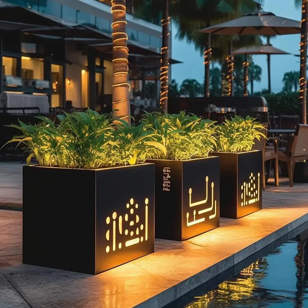 Swimming pool light flower box