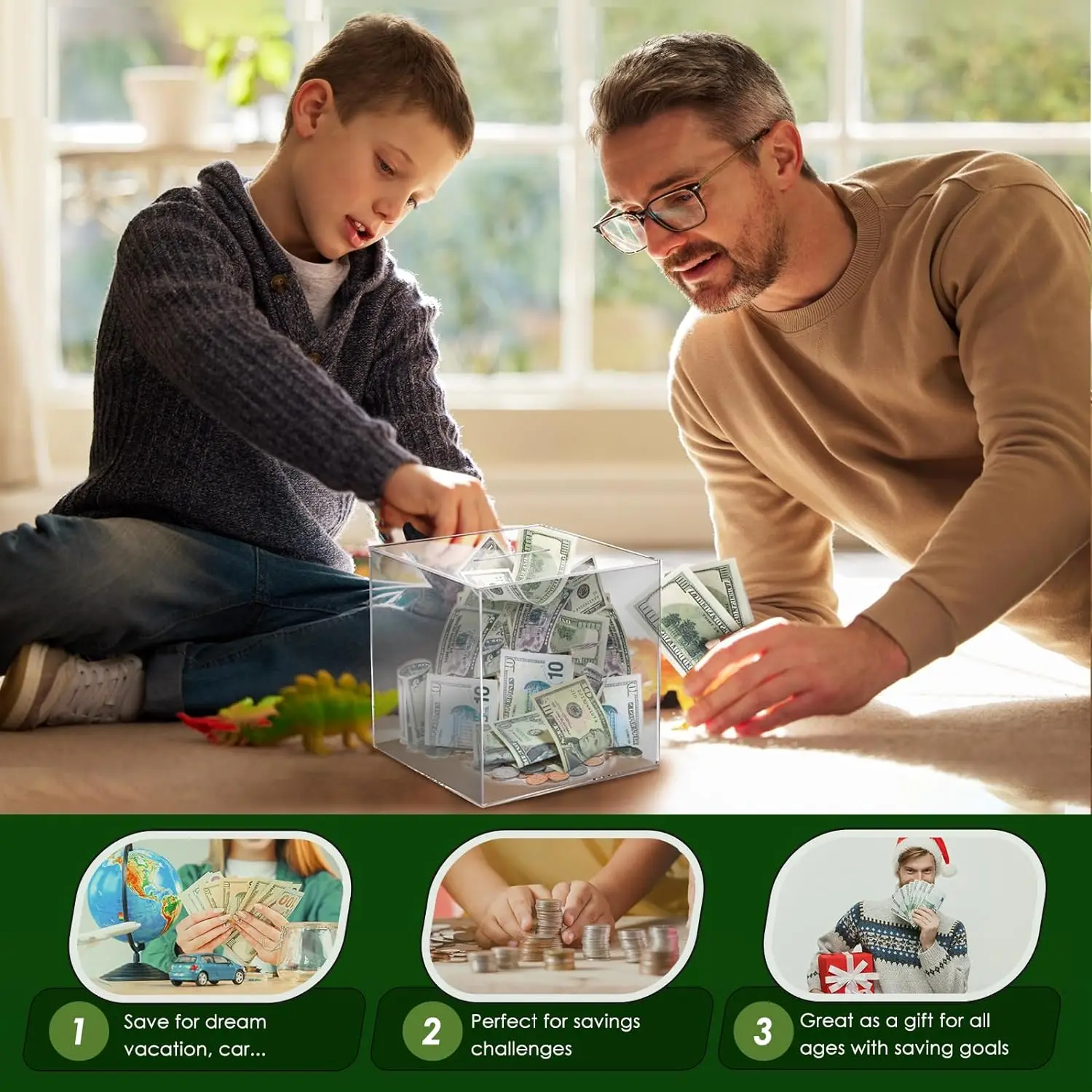 Salvadanaio Acrilico Grande - 18x18x18 Cm Non Apribile - Foto 8